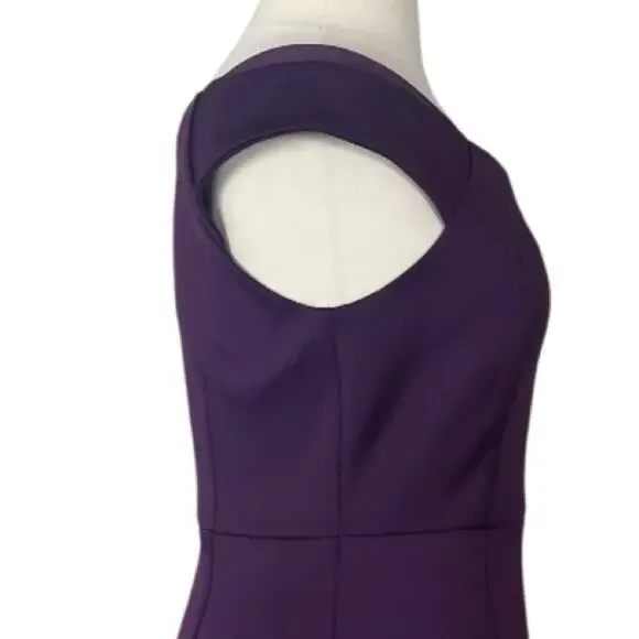 Calvin Klein Sheath Dress Cap Sleeve Square Neck Scuba Plum Women’s Size 14 - Picture 7 of 12